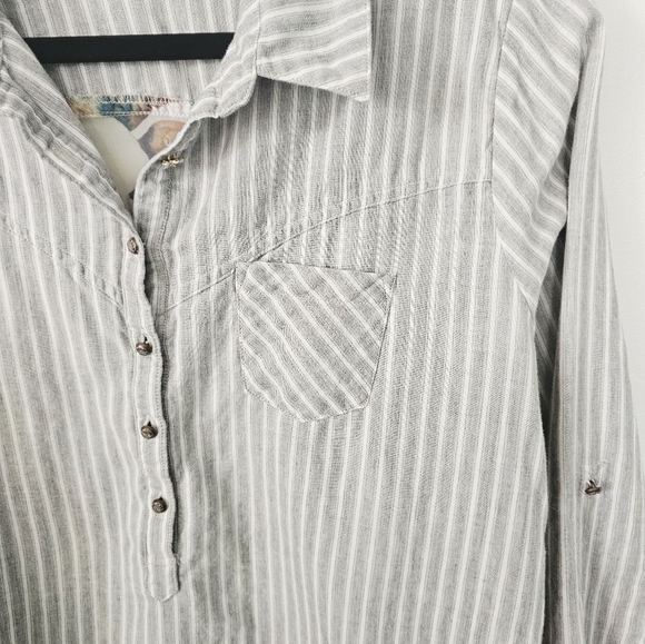 Soft Surroundings Bohemian Striped Floral Pullover Women Collared Shirt Size PXL - Picture 6 of 12